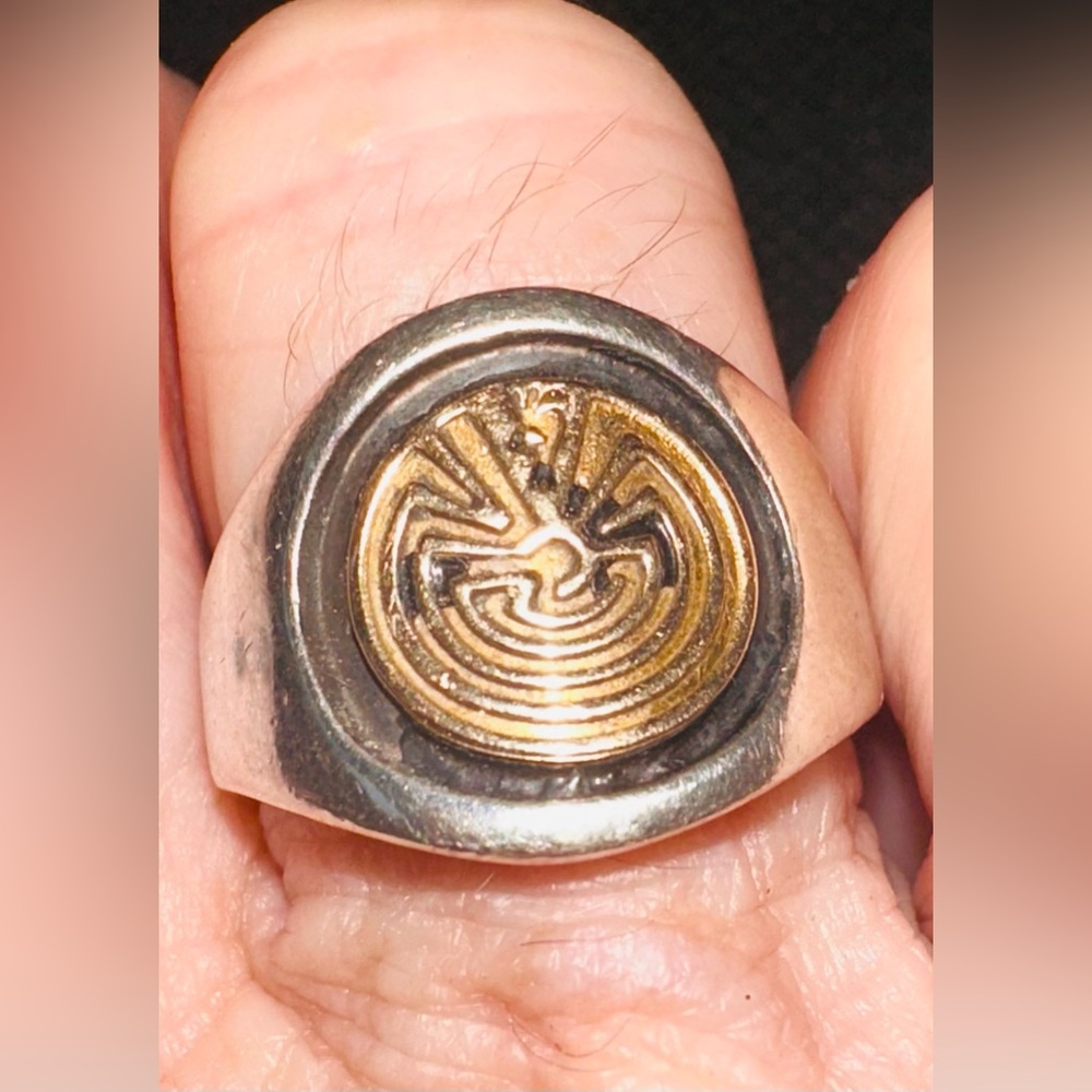 Solid 14kt Gold & .925 Silver Man in the Maze Ring maker Joseph Jarvis?